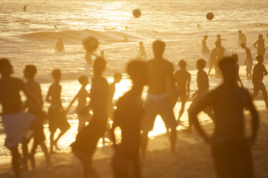 Posto 9 Rio Golden Sunset Silhouettes Beach Football