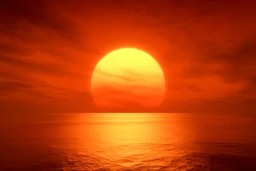Poster de jardin Mer / coucher de soleil coucher de soleil rouge