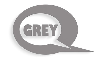 grey speech bubble with text mark of the colour