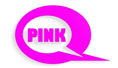 pink speech bubble with text mark of the colour