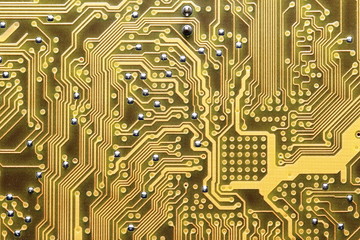 Yellow Circuit Motherboard Texture Background