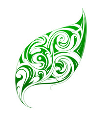 Leaf ornament with decorative swirls