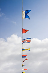Naklejka premium Starting Line in a blue sky