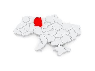 Map of Zhytomyr region. Ukraine.