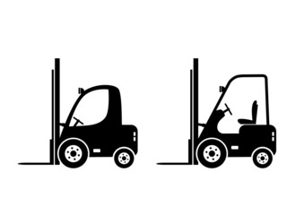 Forklift truck on white background