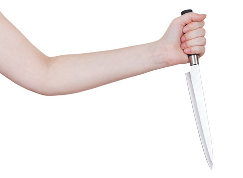Female Hand With Large Kitchen Knife