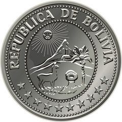 vecor Bolivian money silver coin centavo fifty