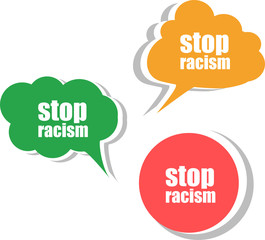 stop racism word on modern banner design template. set