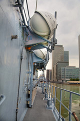 German army military ships based in Canary Wharf aria, LONDON