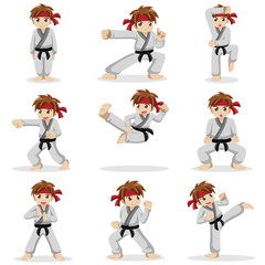 Different poses of karate kid © artisticco