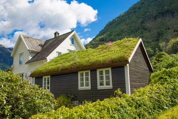 Fototapeta na wymiar Wooden house in Sauda, Norway