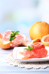 Ripe peeled grapefruits