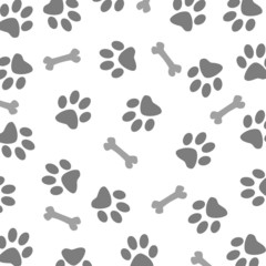 Plakat Grey Dog and Bone Pattern