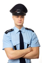 Portrait of young policemen in uniform
