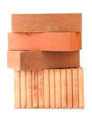 Brown bricks, isolated on white