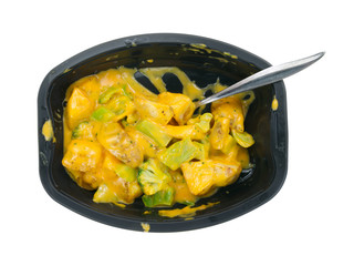 Potatoes in cheese sauce with broccoli TV dinner