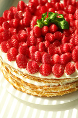 Tasty cake with fresh berries, close up