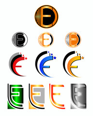 Design elements with the letter E