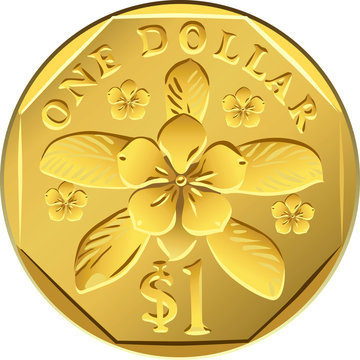 vector Singapore Money, coin one Dollar