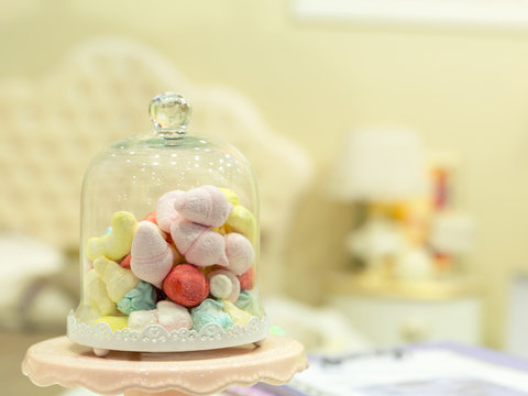 Small candies in room interior