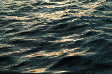 Water with waves at sunset
