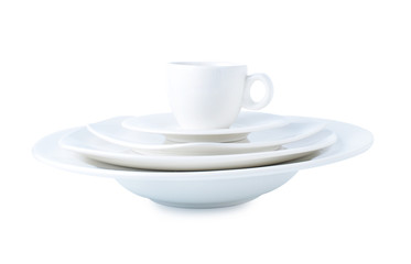 White ceramic cup and plate.