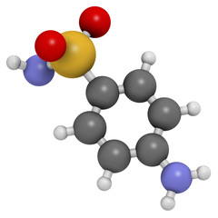 Sulfanilamide (sulphanilamide) sulfonamide antiobiotic molecule.