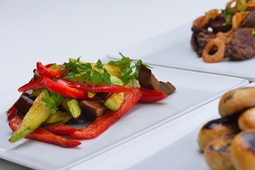 grilled fresh meat and vegetables