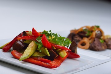 grilled fresh meat and vegetables
