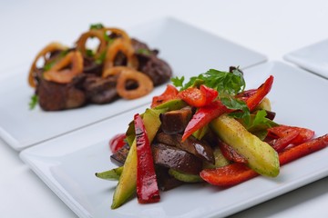 grilled fresh meat and vegetables