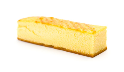 long sponge cake on a white background