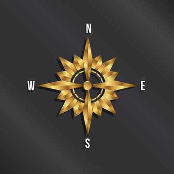 Golden Compass Rose image .Concept of navigation