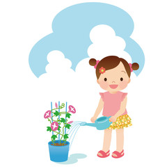 子供　夏　朝顔