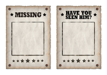 Missing, Have you seen him grungy faded posters 