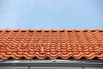 Red tile roof   with stairs