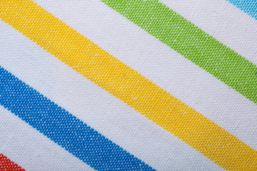 Closeup of colorful striped textile as background or texture