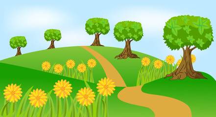 Fototapeta premium summer landscape with flowers