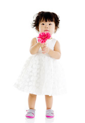 cute baby holding flower