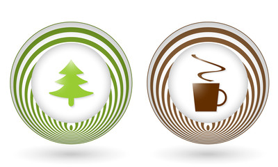 set of two color icons with symbols