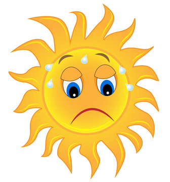 sad sun is exhausted from a heat