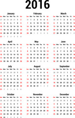 Calendar 2016