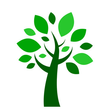 TREE icon with green leaves (symbol icons silhouette)