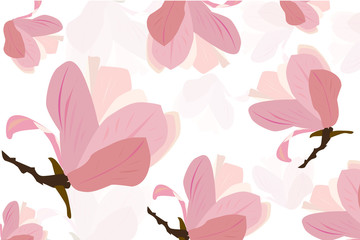 Pink magnolia flower vector background