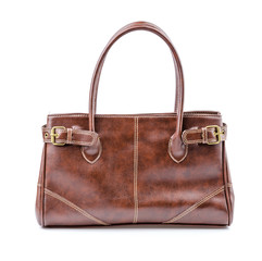 Woman leather bag isolated white background