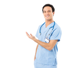 Confident Male Nurse Presenting