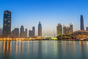 Fototapeta na wymiar Downtown of Dubai at dusk, UAE