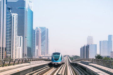Fototapeta premium Metro line in Dubai, United Arab Emirates