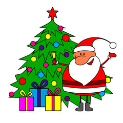 Merry Christmas - Santa Claus and Christmas tree