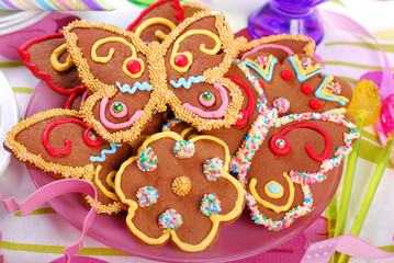 butterfly and flower shaped gingerbread  cookies