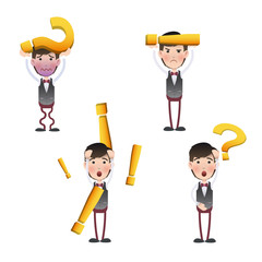 Set of businessman with different expressions. Vector design.